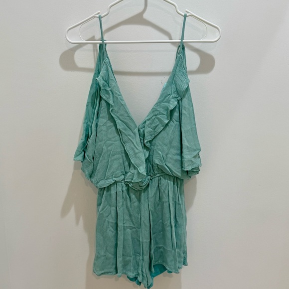 She and Sky Romper, Blue, Cut Out Sleeves - Picture 1 of 8